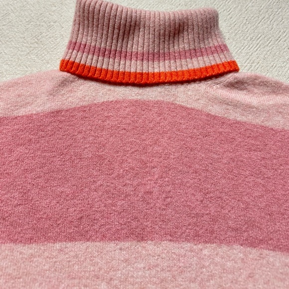 JCREW Pastel Pink Wool Striped Turtleneck Sweater M - Picture 8 of 8